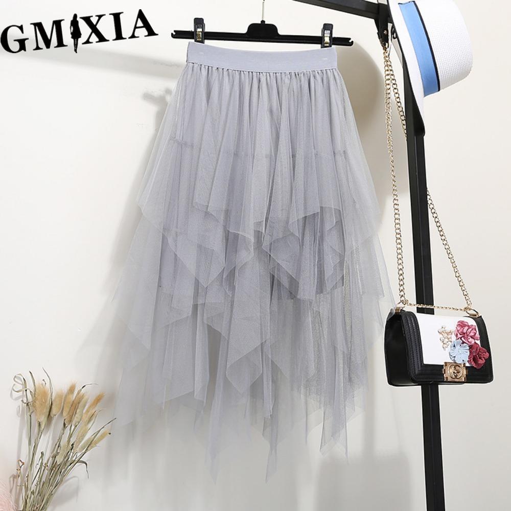GMXIA Women's Fashion Casual Solid Color Print Summer Spring Skirts