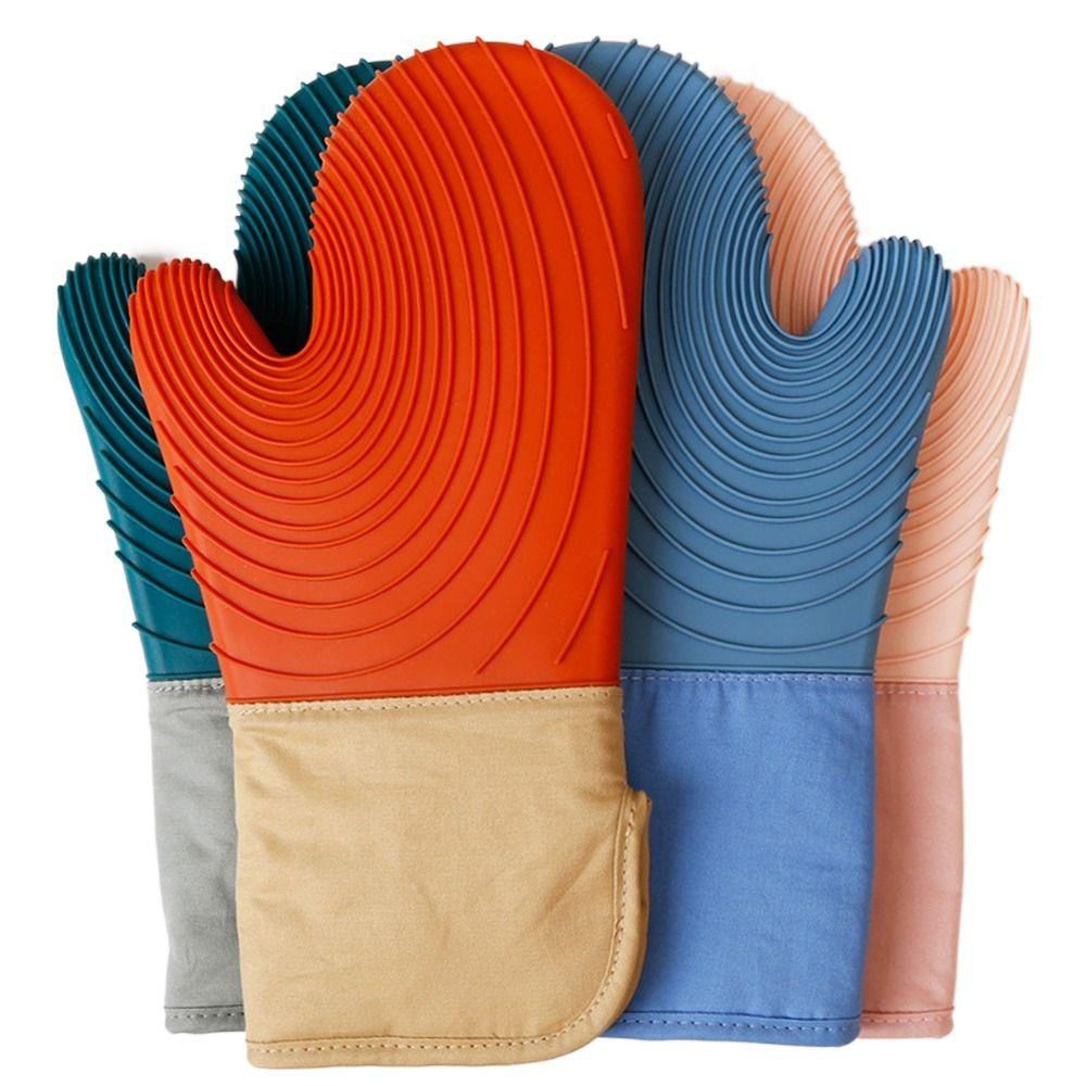 Extra Long Silicone Oven Mitt Heat Resistant Baking Gloves Practical Oven Gloves  Kitchen