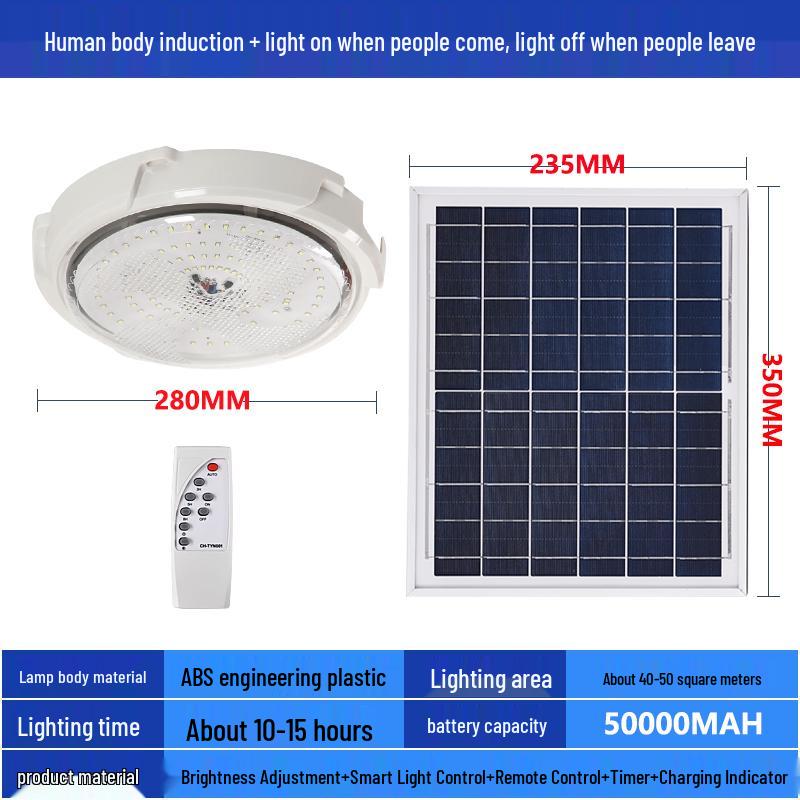 LED Solar Ceiling Light for Bedrooms, Living Rooms, Indoor and Courtyard Spaces - One-to-Two/Three/Four/Five/Seven Light Options