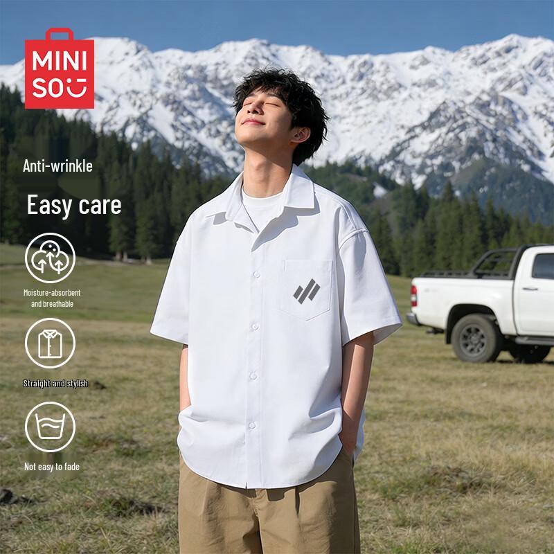 MINISO Men s Oxford Short-Sleeve Casual Shirt L