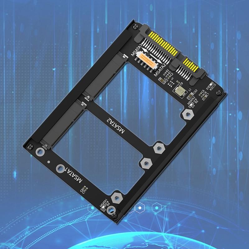Metal Case Double mSATA SSDs To 2.5inch SATA3.0 6Gbps Adapter Card Socket mSATA to SATA3.0 Adapter Risers mSATA SSDs Adapter