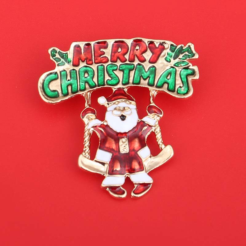 Christmas Brooches for Women Exquisite Cute Santa Bells Brooch Pin Shiny Zircon Garland Badge Trendy Clothes Accessory Jewelry