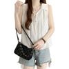 Large size drawstring bud shirt vest for women's summer new fashion age reduction and thin solid color versatile sleeveless top for women