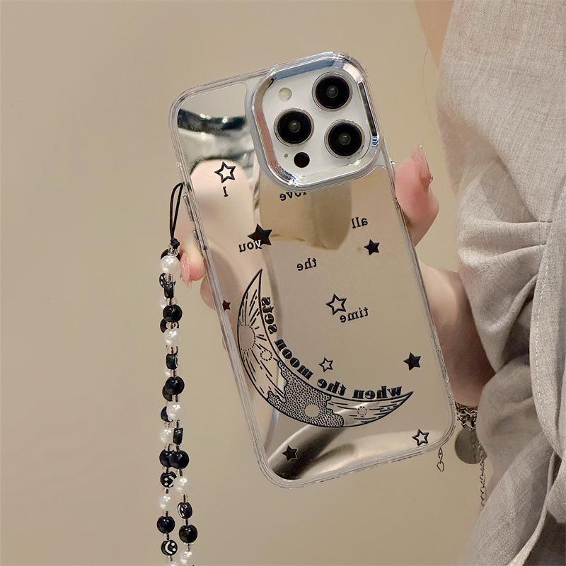 Zhitai iPhone 15 Pro Max Apple Mobile Case: 3-in-1 Mirror, Bracelet, Hard Shell