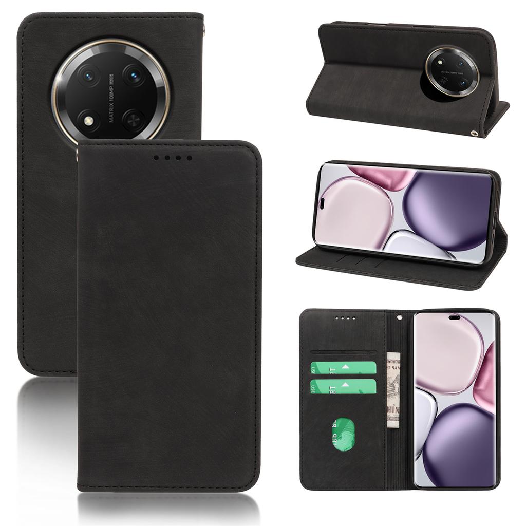 For Honor X60 Pro 5G/X9c 5G Case Strong Magnetic Leather Wallet Phone Cover with Striped Texture