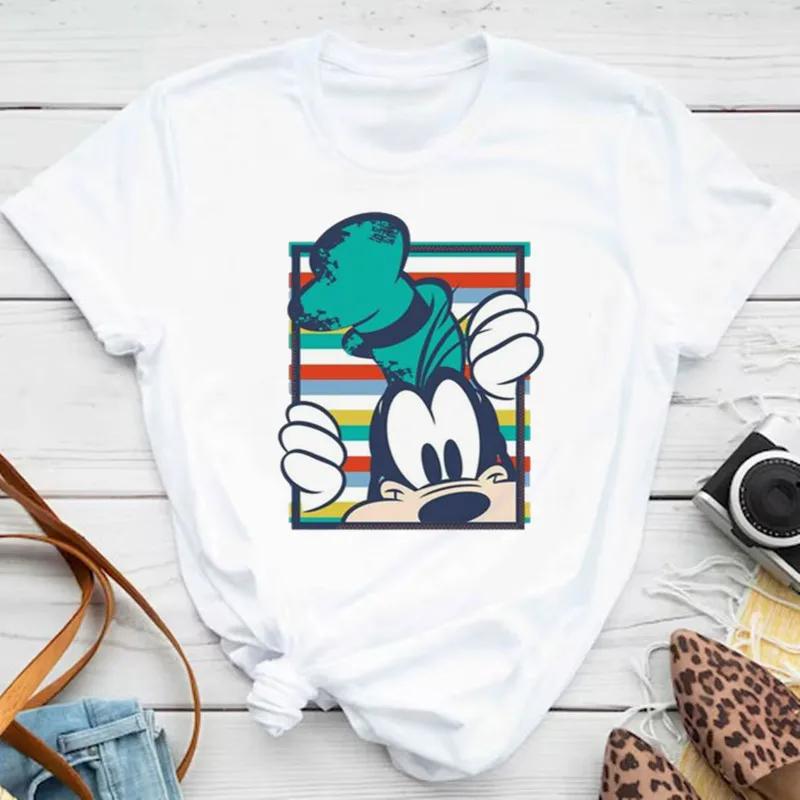 Kawaii Disney Cartoon Mickey Mouse T-shirt Female Harajuku Cute Minnie Mouse T-shirt Funny Donald Duck Pattern T-shirt Female