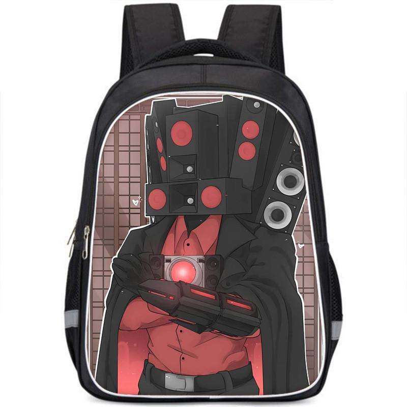 

Skibidi Toilet Book Bag Small Dual-layer Durable Polyester Boys School Backpack Fashionable Print 22,Small