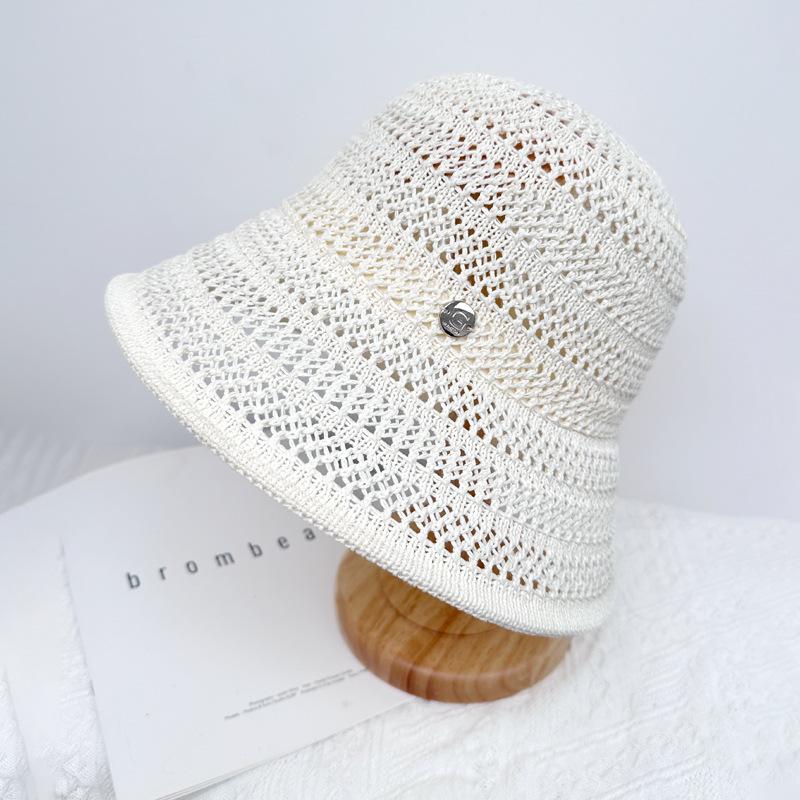 

Шляпа Женская Летняя Солнцезащитная Вязаная Панама с Маленькими Полями Рыбацкая Тонкая Полая Сверхлегкая Повседневная Шляпа-Ведро Универсальная M（56-58cm） белый