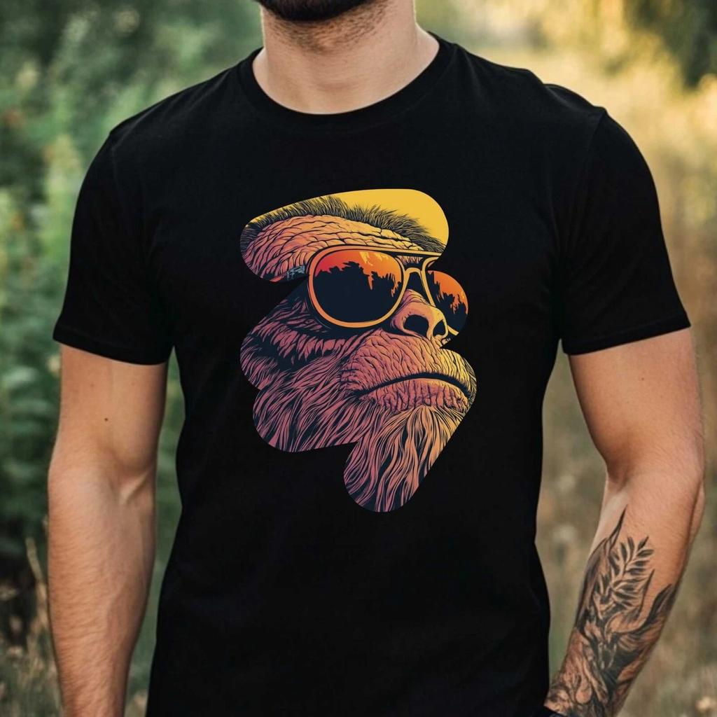 T-Shirt Herren Bigfoot mit Sonnenbrille Motiv Baumwolle Größe XS bis 5XL