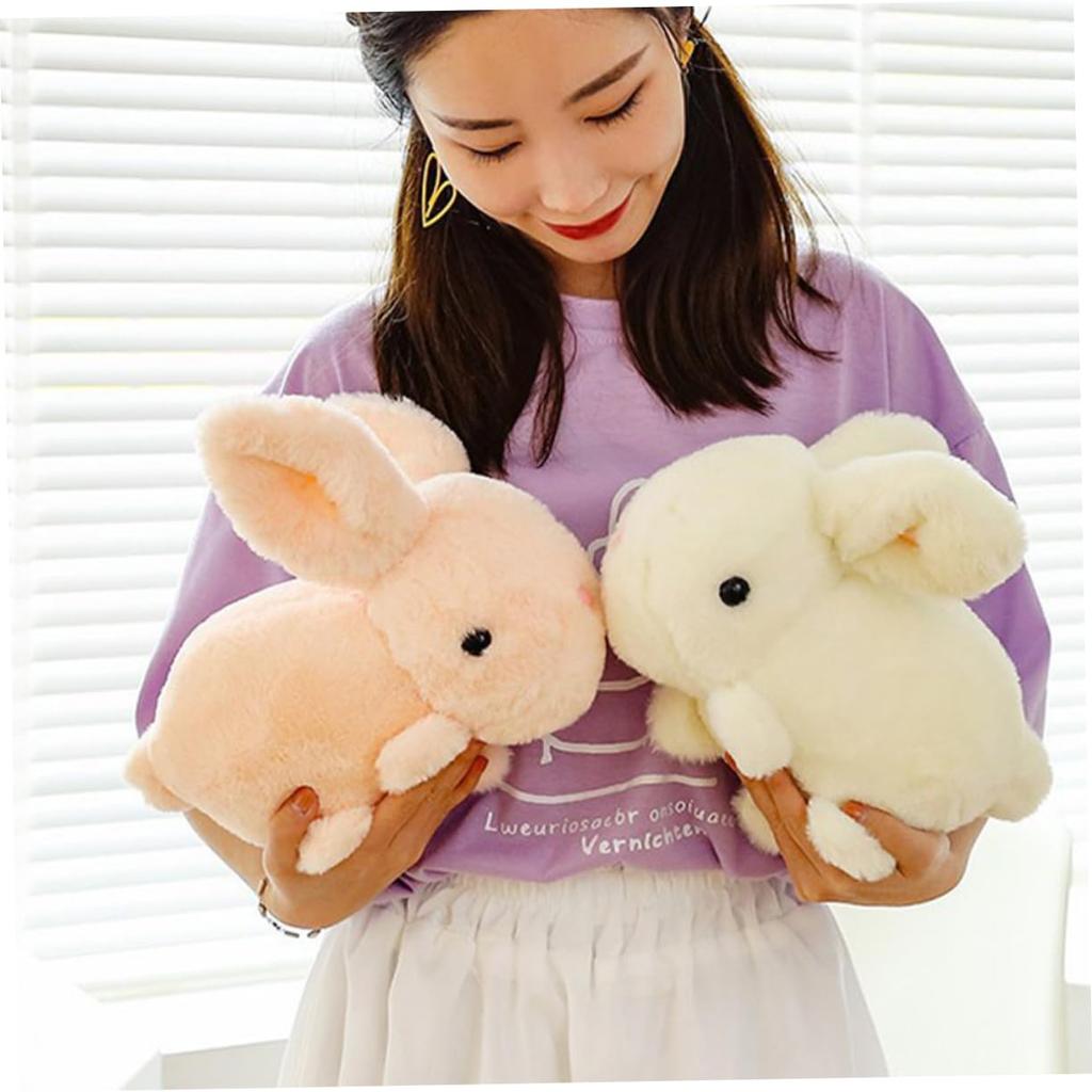 LIFKOME Fluffy Plush Rabbit Stuffed Animal Toy for and Pink Pillow, Birthdays, Celebrations, Christmas, 20cm,