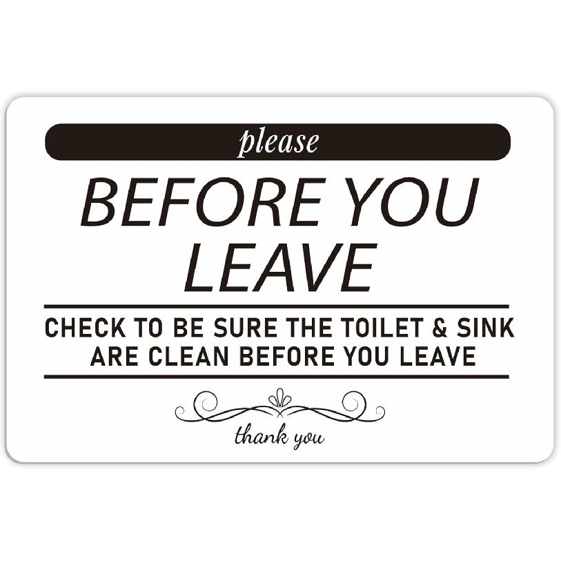 Help Keep Toilet Sink Clean, Clean Up Before You Leave Bathroom Rules Sign Sticker for Home, Business, Office, Store, Restroom, Public Toilet