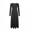 Gray long-sleeved knitted dress women's spring high-end feeling waist drape pit strip temperament long dress