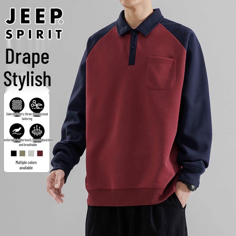 JEEP SPIRIT Men s Colorblock Polo Sweatshirt 2XL