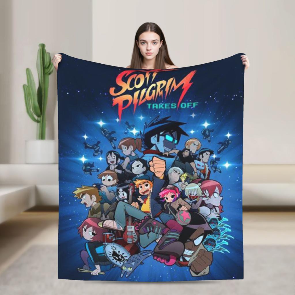 Indie Film Character Scott Pilgrim Blankets Soft Plush Throw Blanket For Home Decor Airplane Travel Flannel Bedspread Bed Cover