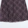 2025 Spring Women's Slim Plaid Silk Midi Skirt - Casual, Elegant, High Waist
