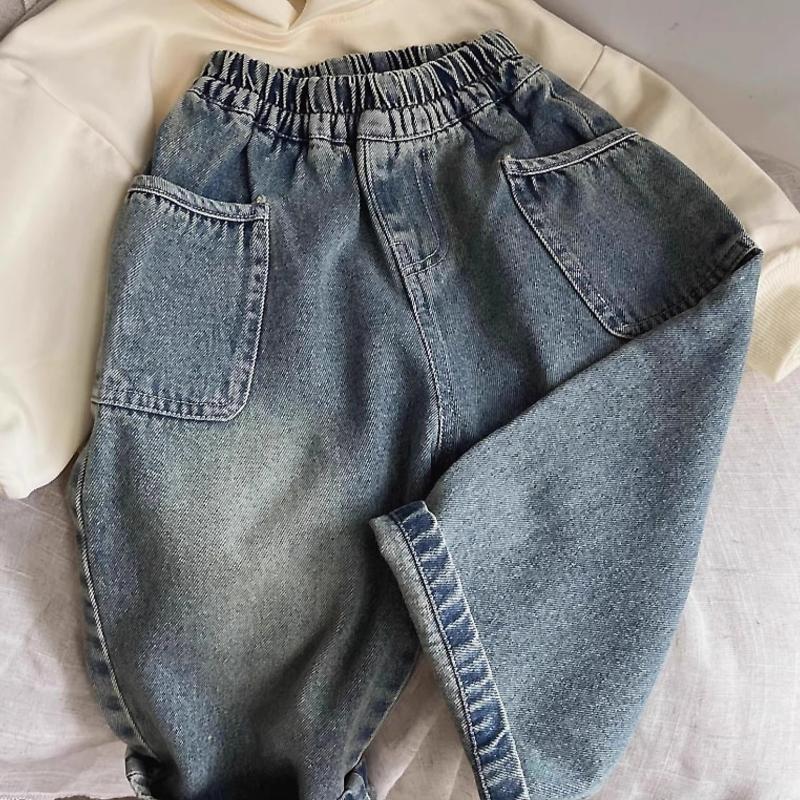Baby Girls Boys Jeans Casual Comfortable Pants for Little Kids with Stylish Side Pockets Spring Autumn 0-6years
