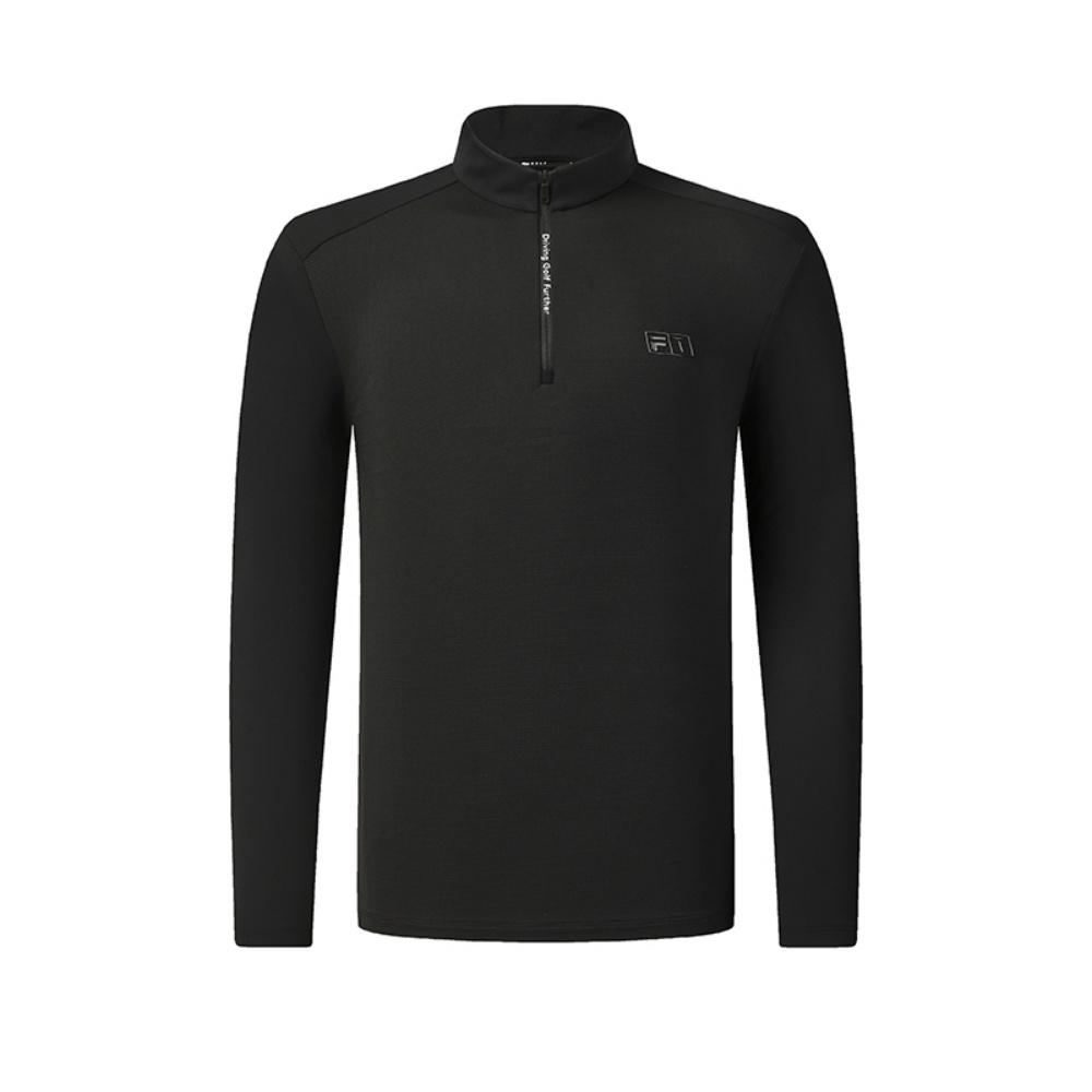Fila Golf Series Fashionable Comfortable Versatile Casual Sports Knit Long Sleeve T-Shirt Men Tops Deep-Black A11M545211FBK