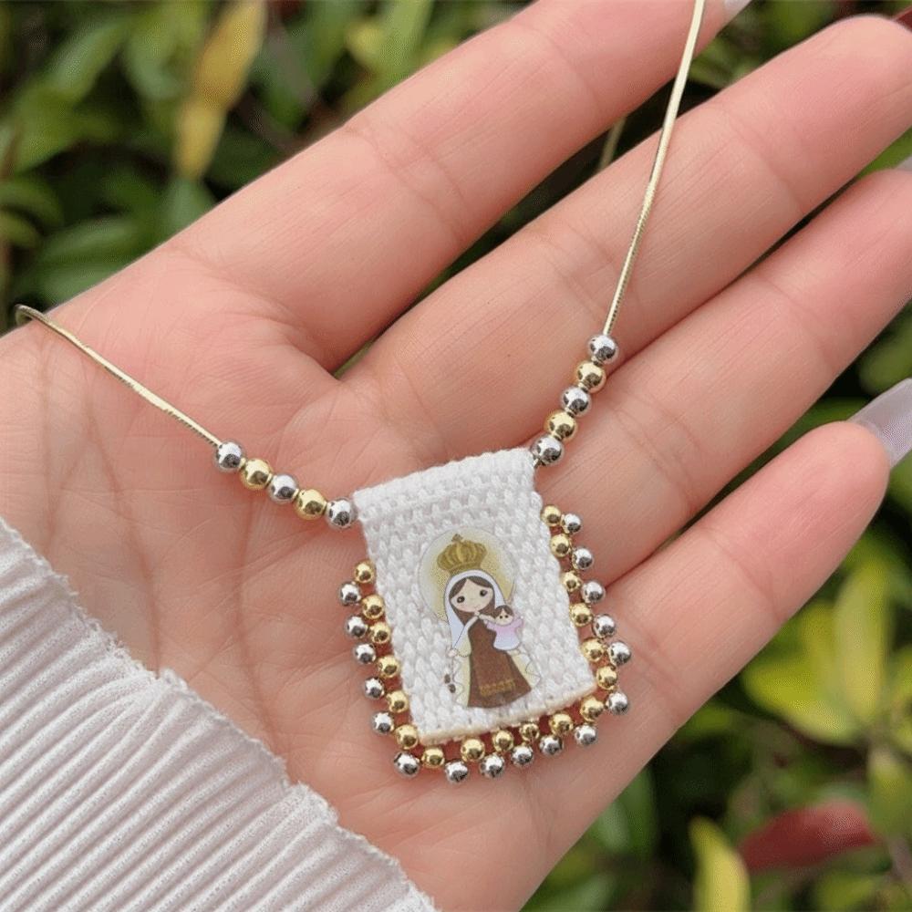 Cartoon Design Catholic Necklace Mini Size Virgin Mary Pendant Necklace  for Men and Women