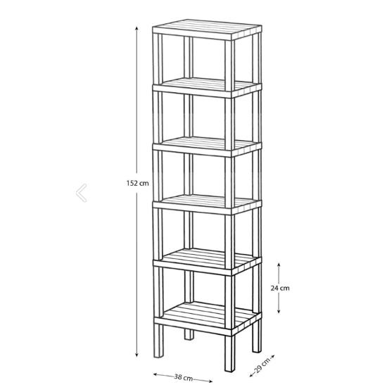 6 Tier Plastic Shelving Unit Kitchen Shelf Bathroom Shelf Balcony Shelf Bathroom Organizer Bookcase