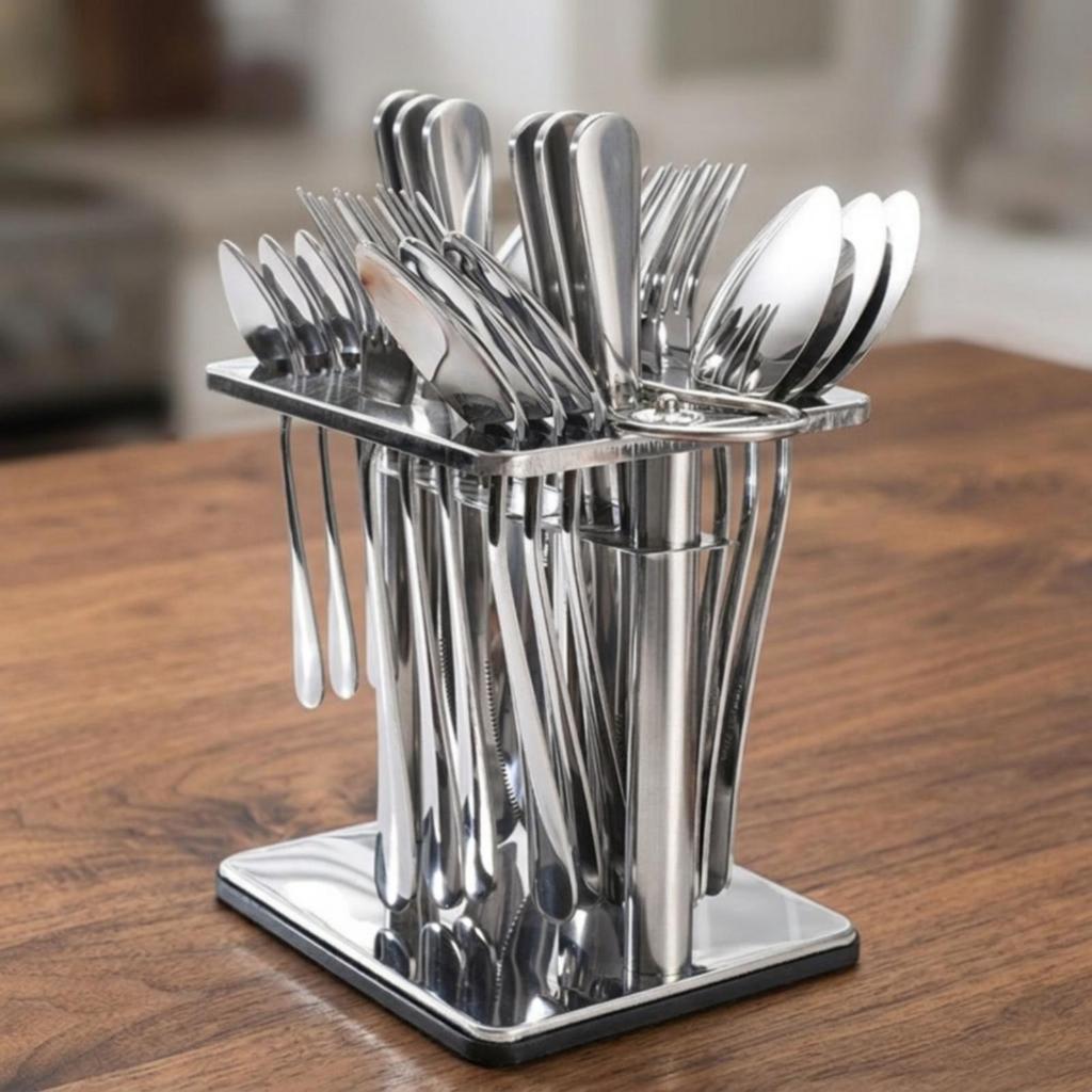 Stainless Steel Utensil Holder Space-Saving Cutlery Elegant for Kitchen
