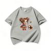 Kids Cotton T Shirt Girl Wear Colorful Dress With Puppy Dog Print Crew Neck Short Sleeve Tee Casual Boys Girls Summer Tops