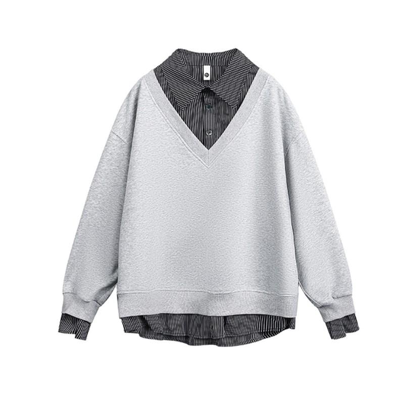 Mens Korean Style Clean Fit Overshirt Hoodie Collar Sweatshirt Casual Long Sleeve Pullover