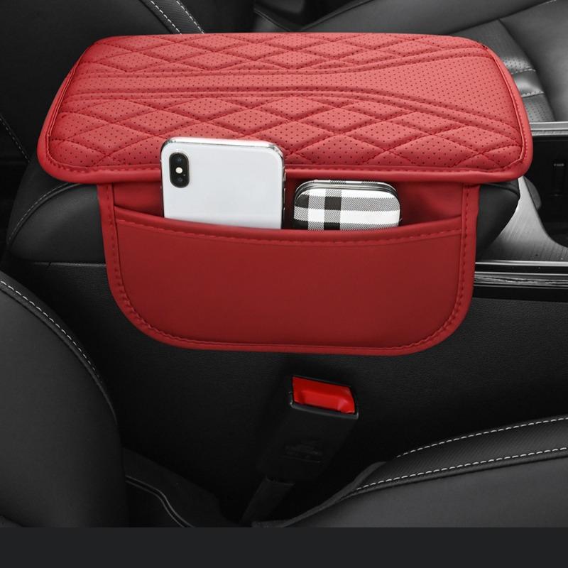Car armrest box pad, multifunctional storage pocket, storage bag, leather car center height pad, universal armrest pad