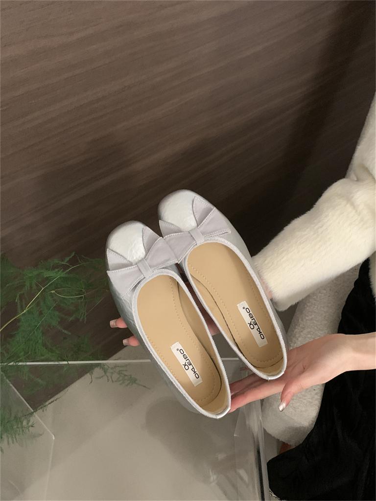 French flat-bottomed shallow mouth ballet small fragrant single shoes women's shoes 2025 summer new bow boat shoes