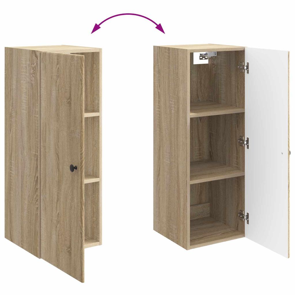 Wall Mounted Cabinet in Sonoma Oak Finish 33 x 34.5 x 90 cm Engineered Wood