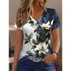 Casual Flower Print Women's Top Casual Loose Short Sleeve Comfortable T-Shirts Women’s