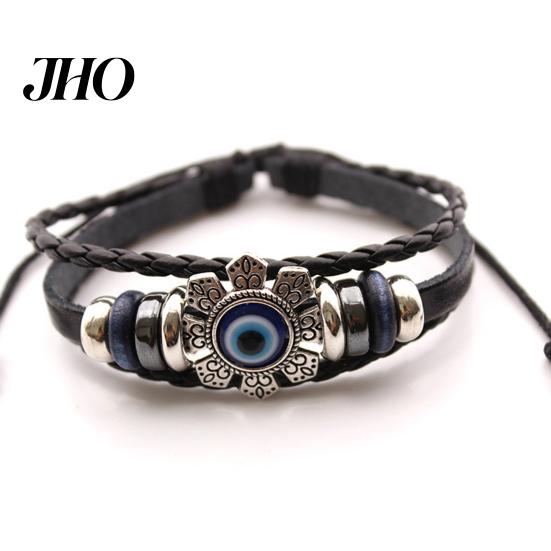 Bransoletka Damska Męska Sztuczna Skóra Bohemian Wielowarstwowa Koraliki Vintage Geometryczna Dekoracyjna Prezent Unisex Turecki Amulet Oko Przeciw Złu Biżuteria do Codziennego Życia Manżeta