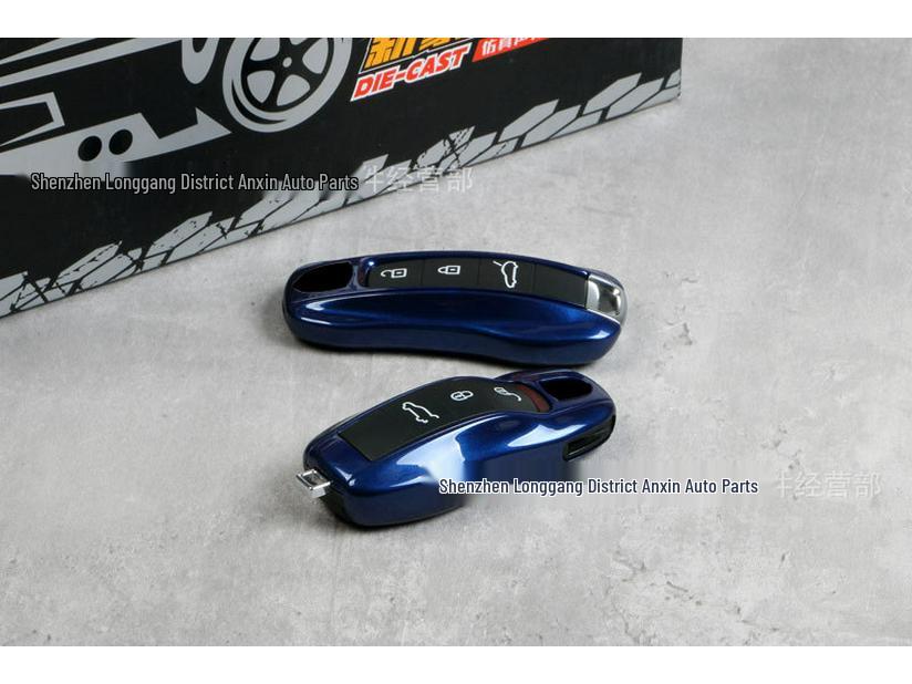 Key Shell for Porsche In Gentian Blue: Fits Cayenne, Macan, 718, Panamera, 911