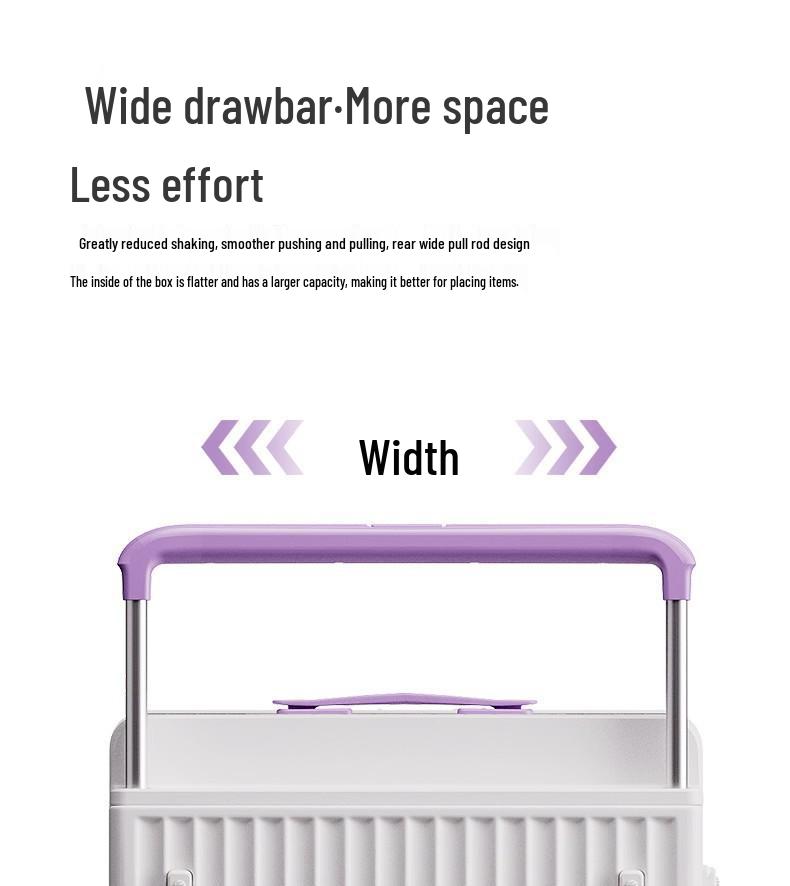 2025 Front-Opening Wide Pull Rod Carry-On Suitcase: Large Capacity, Durable PC Travel Case with Password