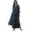 Rytras Women's Printed Alia Cut Kurta and Palazzos Set (Green,L)