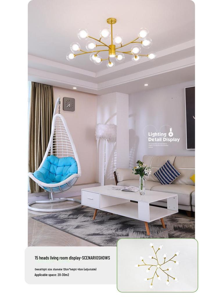 2025 Nordic Minimalist Chandelier: Modern Molecule Design for Living Room, Bedroom & Restaurant