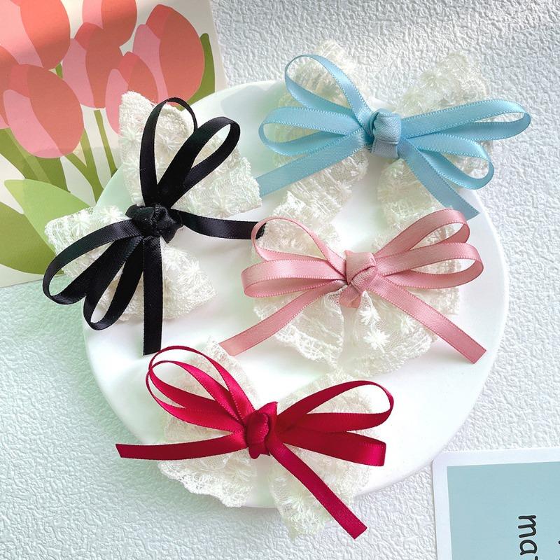 Lace Bow Hair Clip Women Sweet Versatile Duckbill Clip Fashion Simple Hair Accessories