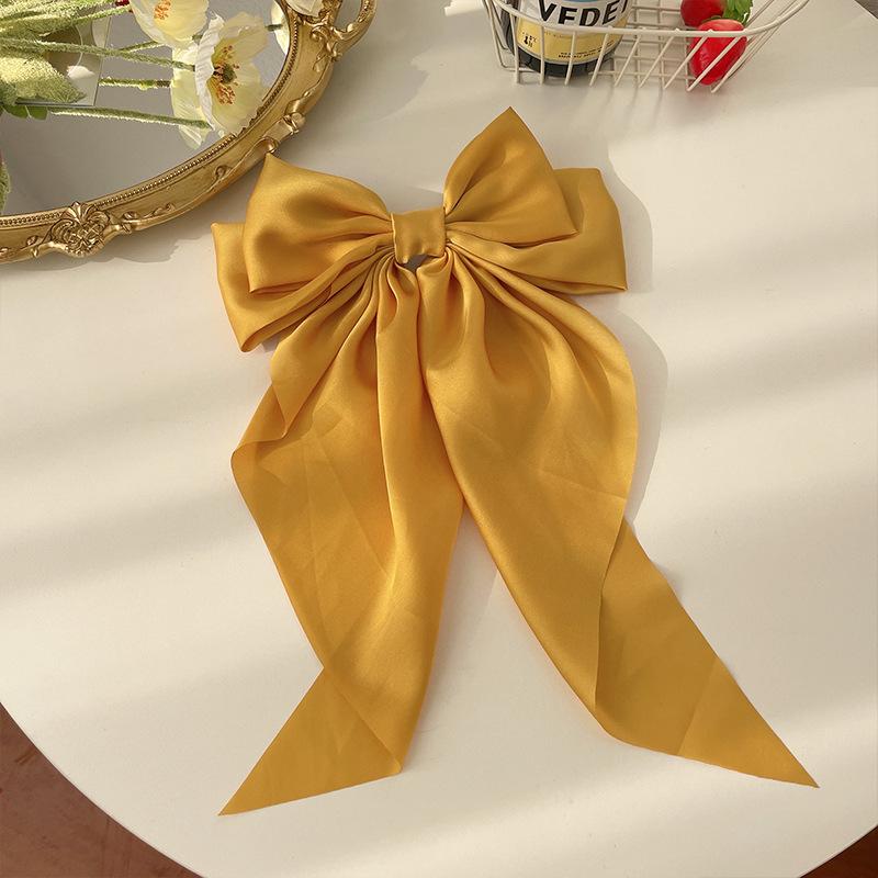 11 Solid Color Satin Ribbon Big Bows Hairpin Spring Clips Hair Accessories for Women Girls Trendy Korean Summer Headwear