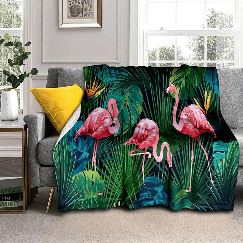 HD Pink Flamingo Bird Rainforest Cartoon Blanket,Soft Throw Blanket for Home Bedroom Bed Sofa Picnic Travel Cover Blanket Kids