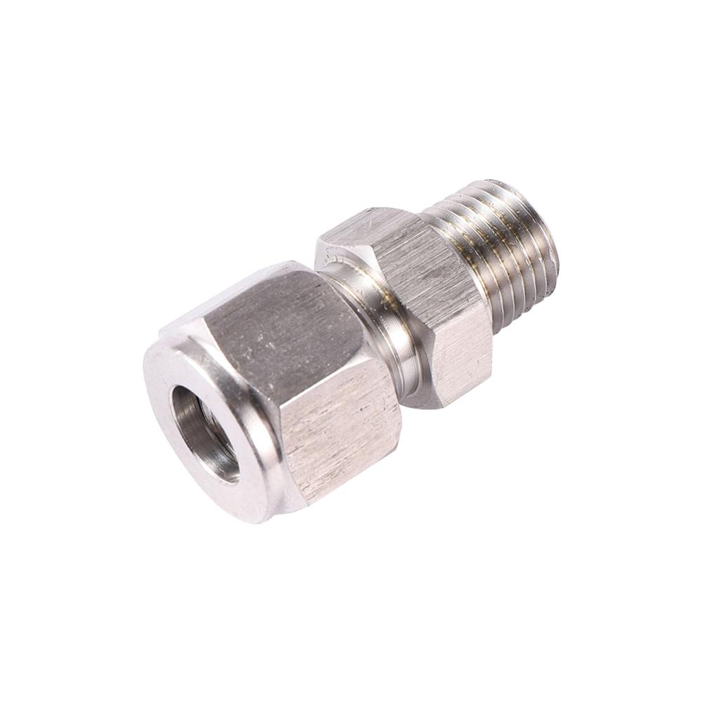 SS 304 Double Ferrule Pipe Straight Fitting 3/8" Tube To 1/4" Male NPT BSP Stainless Steel Pipe Fitting 1 Pc