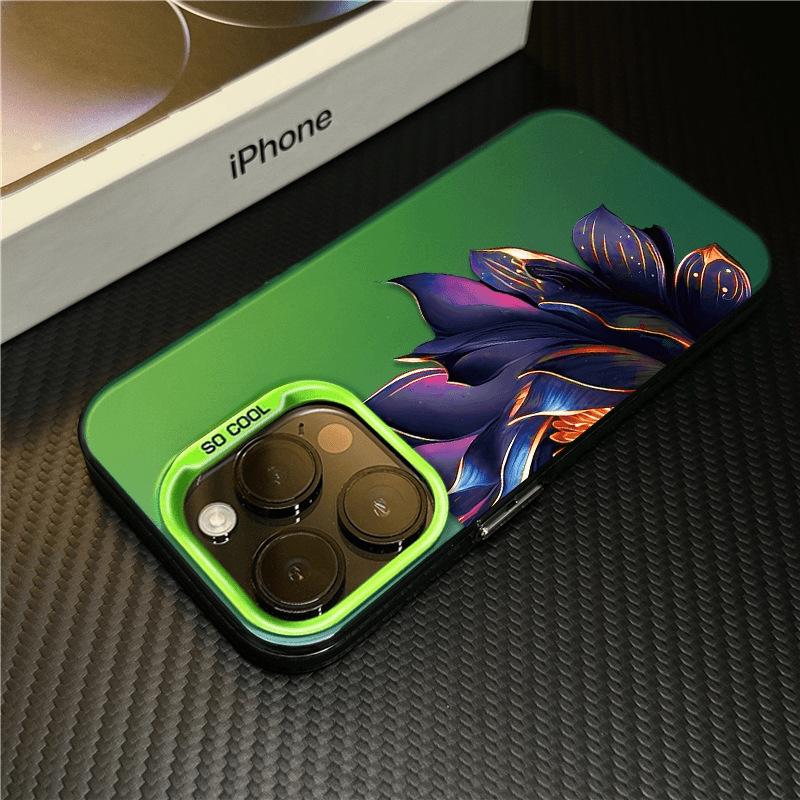 Purple lotus applies to Apple 16promax mobile phone case 15 anti-drop iPhone14 protective case 13 creative personality