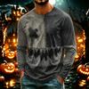 Men's Halloween Printed Neck Lightweight Long Sleeve T-Shirt for Casual Wear