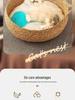 Four Seasons Rattan Cat Nest: Cozy Straw-Weaved Bed for Cats & Small Dogs