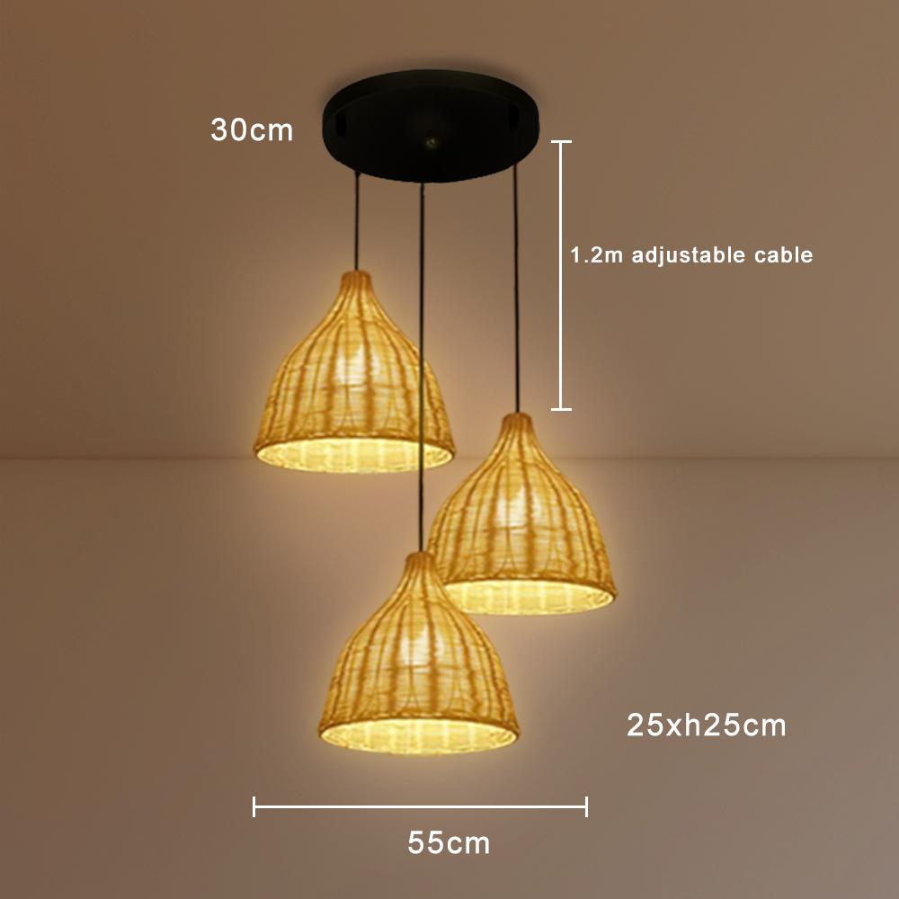 

Modern Natural Materials Rattan Lamp Basket Light Fixture Home Decor Chandelier Pendant Lights for Farmhouse Villa No Bulb чёрный