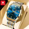 OLEVS Brand Fashion Tonneau Dial Quartz Watch for Men Stainless Steel Waterproof Luminous Week Date Watches Relogio Masculino