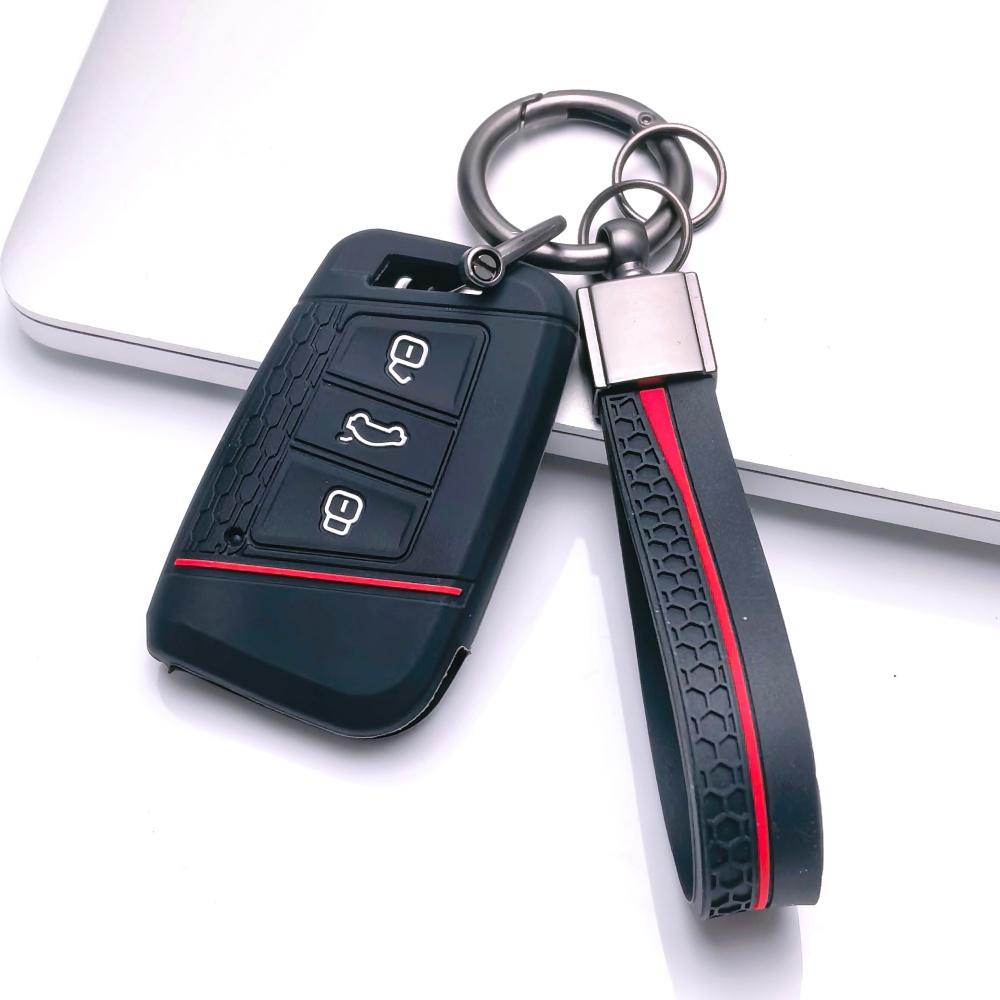 Key Fob Cover for Volkswagen Passat Golf Tiguan Octavia Magotan Arteon CC MK7 with Keychain Anti-Scratch Guard Shockproof Protection