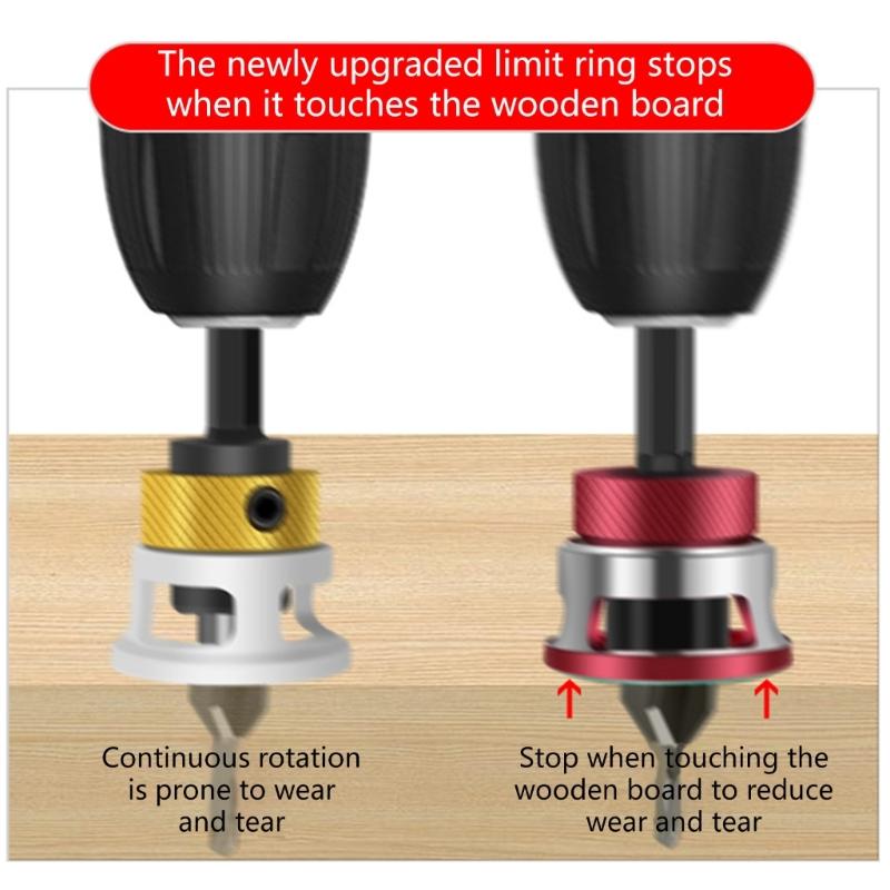 Countersink Drill Bits With Depth Stop Hex Shank Hole Opener Woodworking Aluminum Limit Drilling Tool Chamfering