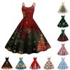 Children's Fashion Casual Christmas Print Sexy Off-the-shoulder Punk Retro Dress