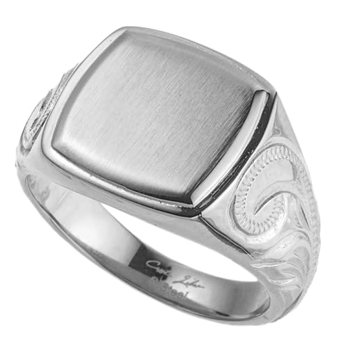

[Cisst liber] Hawaiian Jewelry Ring, Signet Ring for Men and Women, Hawaiian Style, Surgical Stainless Steel, Hypoallergenic, Brand Name, Silver (Silv