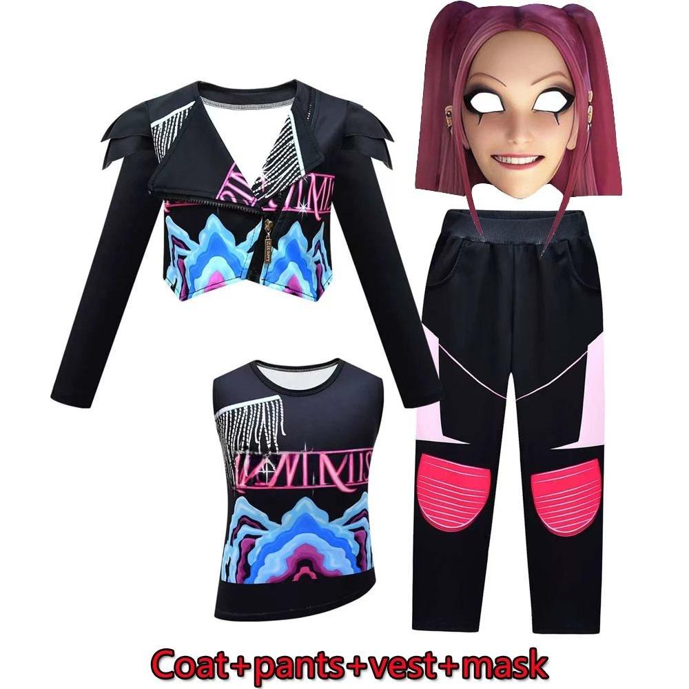 K Rumi Zoey Mila Cosplay Performance Costume Set Children's Dance Outfit Soft Polyester Long Sve V-Ne Jaet And Pants