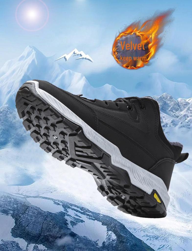 Herren Dick Samtgefütterte Winter Wasserdichte Leder Freizeitschuhe für Schnee